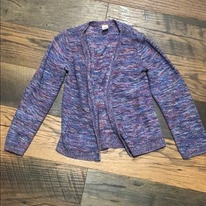 Girls purple and blue multi colored sweater.